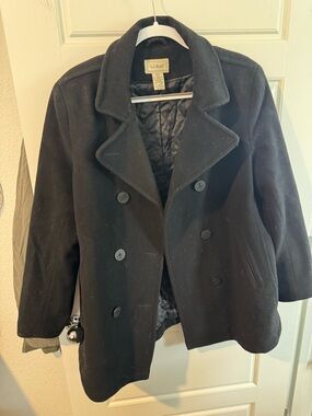 L.L. Bean Black Double-Breasted Women's Peacoat